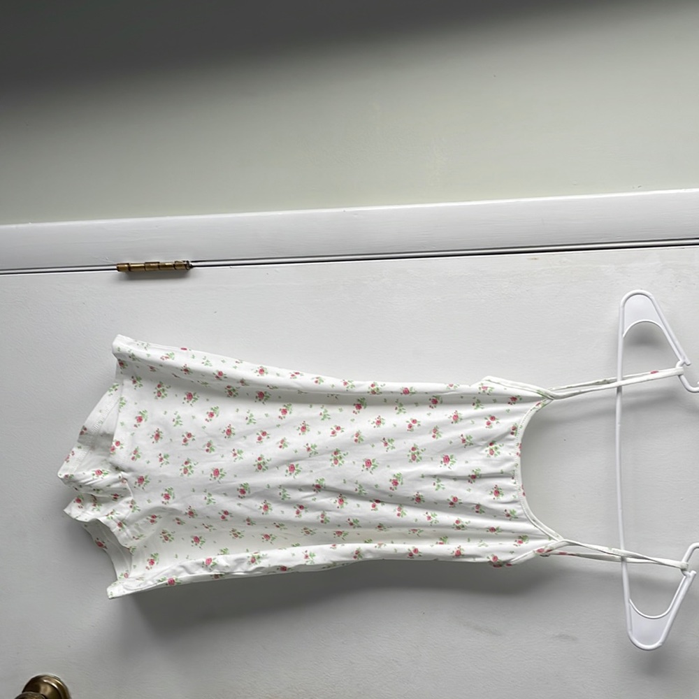 Ditsy Open Back Tie Romper - WHITE/S